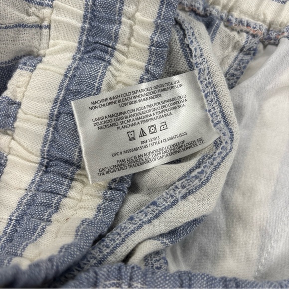 Gap Lightweight Linen Shorts White Blue English Manor Stripes Drawstring Size M - Picture 12 of 12